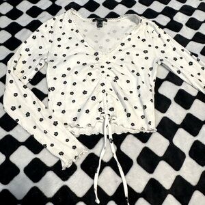 Forever 21 Long Sleeve Pull String Crop Top Small